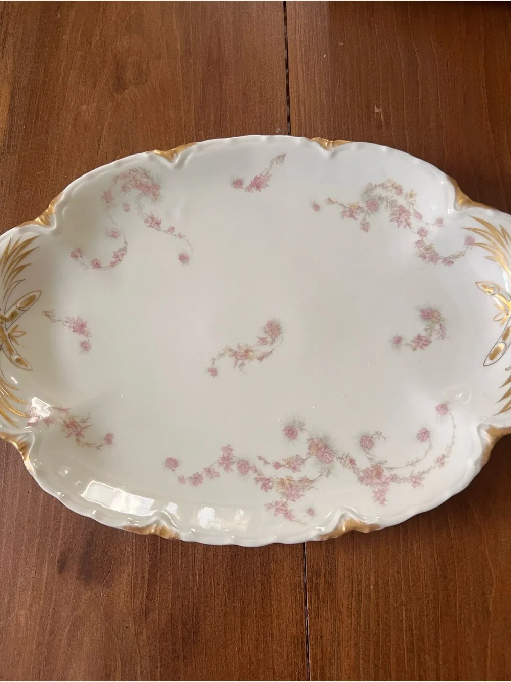 Haviland Limoges Porcelain Schleiger ?525 Pink Gold Floral 13.5” Platter